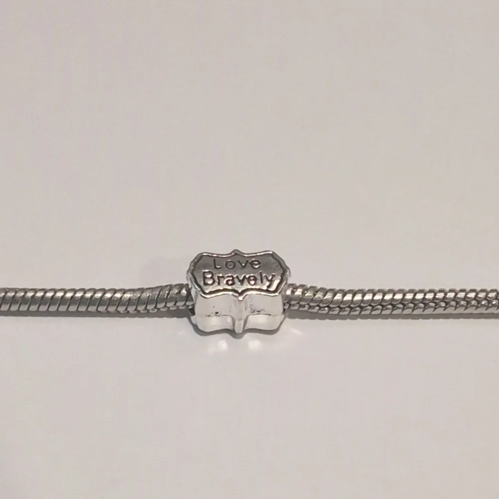 Silver Love Bravely Charm for‎ Pandora Style Bracelet